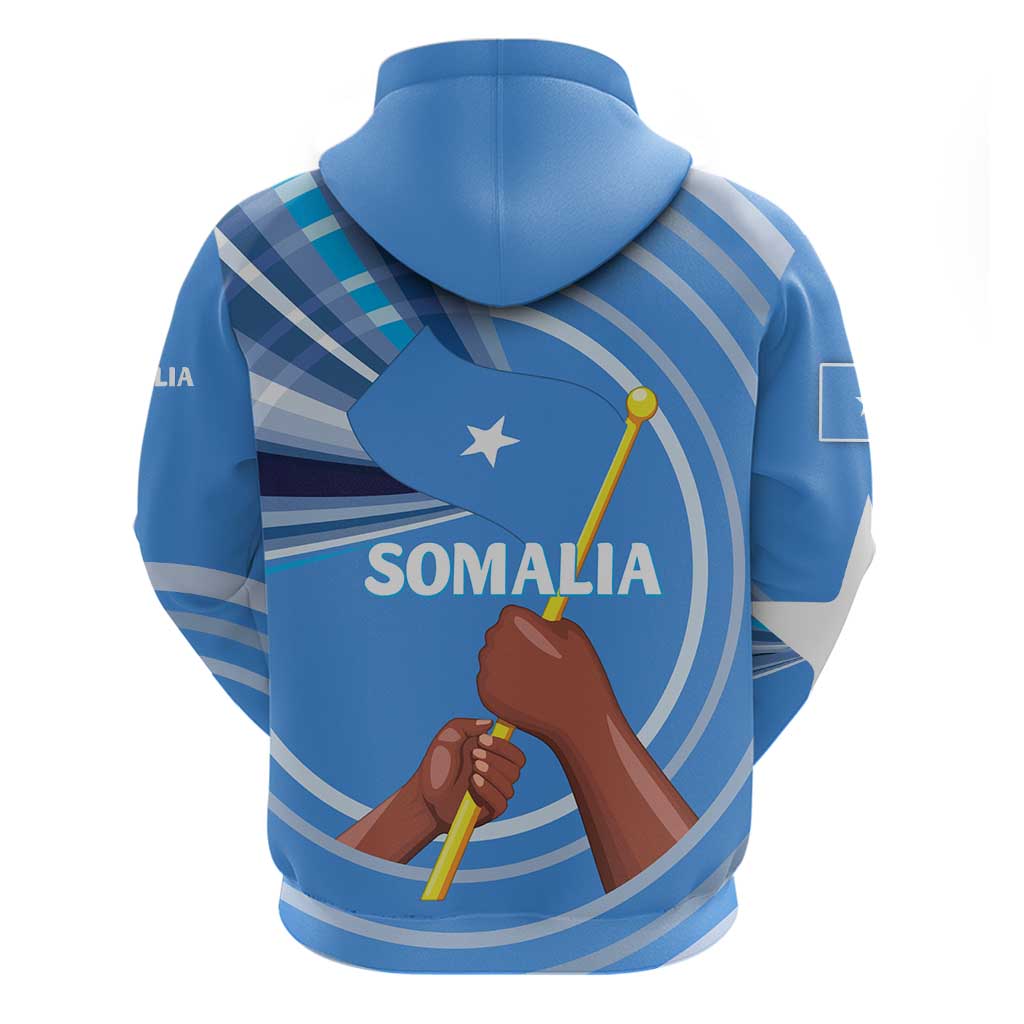 Somalia Hoodie with Raised Fist Flag Blue Unity Wave Spirit