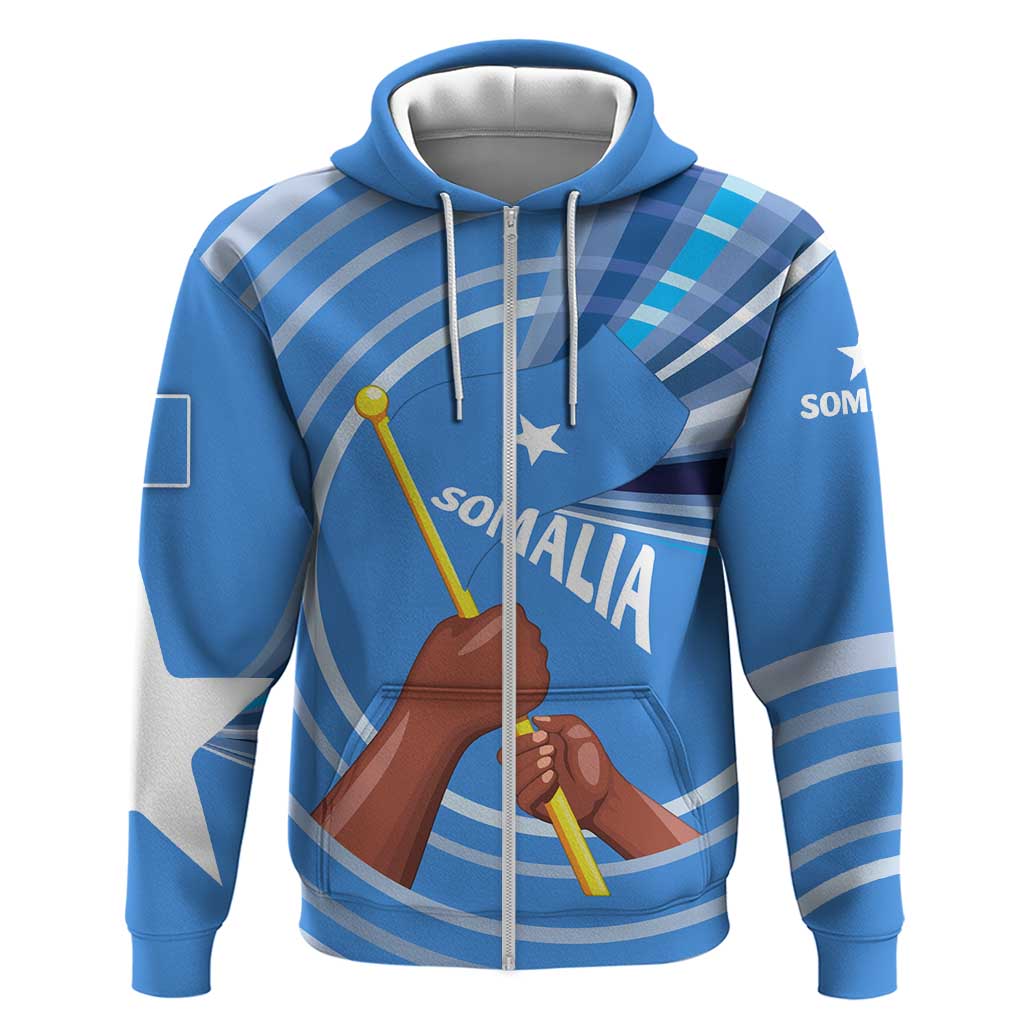 Somalia Hoodie with Raised Fist Flag Blue Unity Wave Spirit
