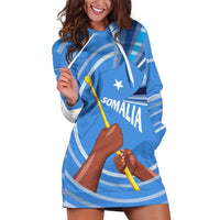 Somalia Hoodie Dress with Raised Fist Flag Blue Unity Wave Spirit