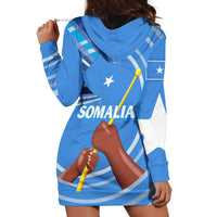 Somalia Hoodie Dress with Raised Fist Flag Blue Unity Wave Spirit