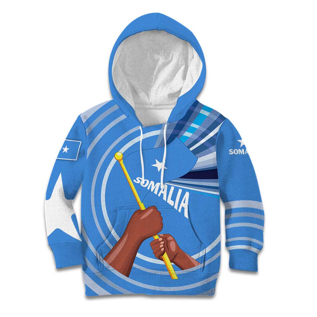 Somalia Kid Hoodie with Raised Fist Flag Blue Unity Wave Spirit