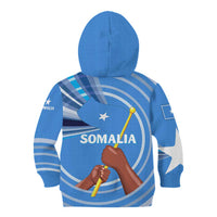 Somalia Kid Hoodie with Raised Fist Flag Blue Unity Wave Spirit