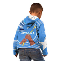 Somalia Kid Hoodie with Raised Fist Flag Blue Unity Wave Spirit