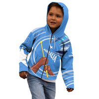 Somalia Kid Hoodie with Raised Fist Flag Blue Unity Wave Spirit