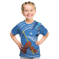 Somalia Kid T Shirt with Raised Fist Flag Blue Unity Wave Spirit