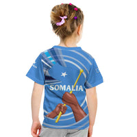 Somalia Kid T Shirt with Raised Fist Flag Blue Unity Wave Spirit
