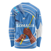Somalia Long Sleeve Shirt with Raised Fist Flag Blue Unity Wave Spirit