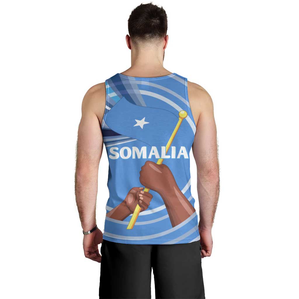 Somalia Men Tank Top with Raised Fist Flag Blue Unity Wave Spirit