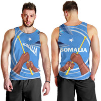 Somalia Men Tank Top with Raised Fist Flag Blue Unity Wave Spirit
