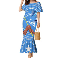 Somalia Mermaid Dress with Raised Fist Flag Blue Unity Wave Spirit