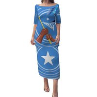 Somalia Puletasi with Raised Fist Flag Blue Unity Wave Spirit