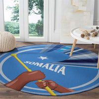 Somalia Round Carpet with Raised Fist Flag Blue Unity Wave Spirit