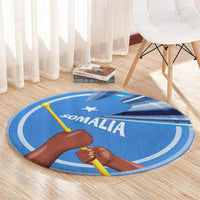 Somalia Round Carpet with Raised Fist Flag Blue Unity Wave Spirit