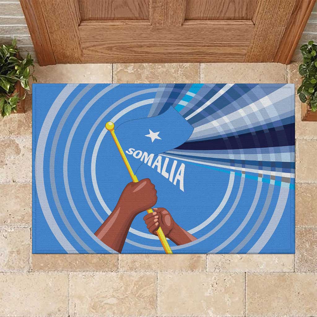 Somalia Rubber Doormat with Raised Fist Flag Blue Unity Wave Spirit