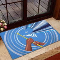 Somalia Rubber Doormat with Raised Fist Flag Blue Unity Wave Spirit