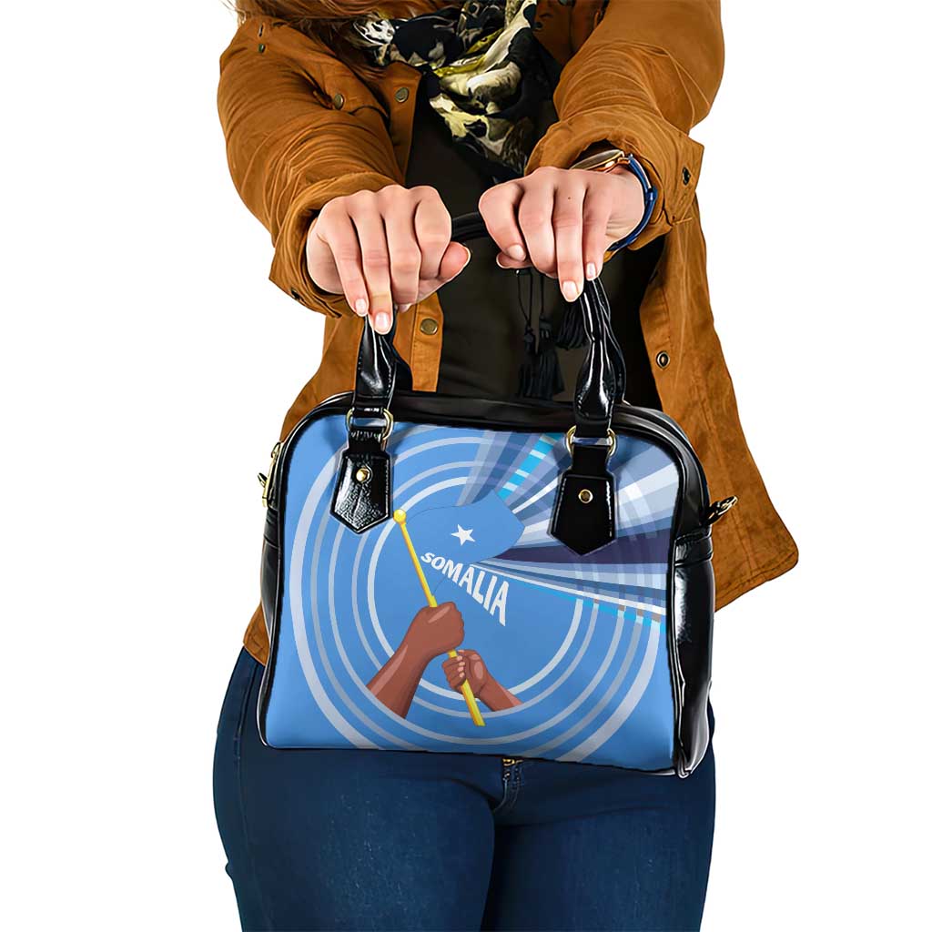 Somalia Shoulder Handbag with Raised Fist Flag Blue Unity Wave Spirit