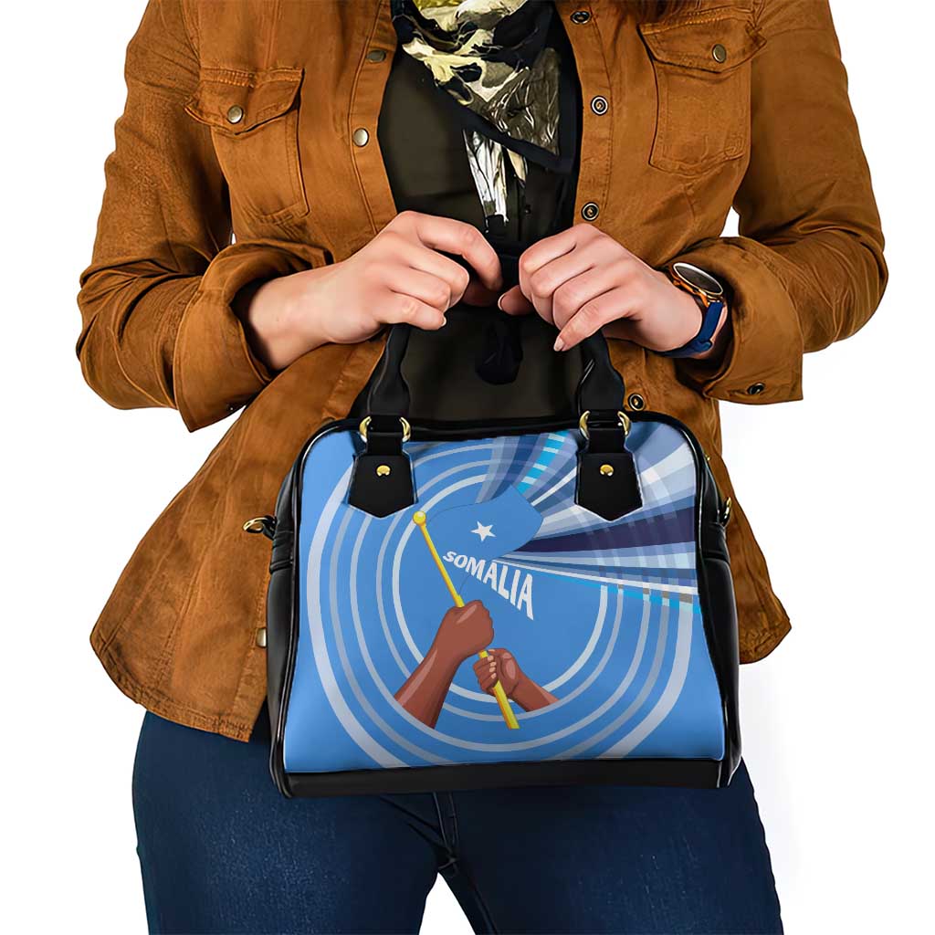 Somalia Shoulder Handbag with Raised Fist Flag Blue Unity Wave Spirit