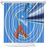 Somalia Shower Curtain with Raised Fist Flag Blue Unity Wave Spirit