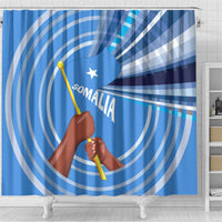 Somalia Shower Curtain with Raised Fist Flag Blue Unity Wave Spirit