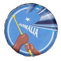 Somalia Spare Tire Cover with Raised Fist Flag Blue Unity Wave Spirit