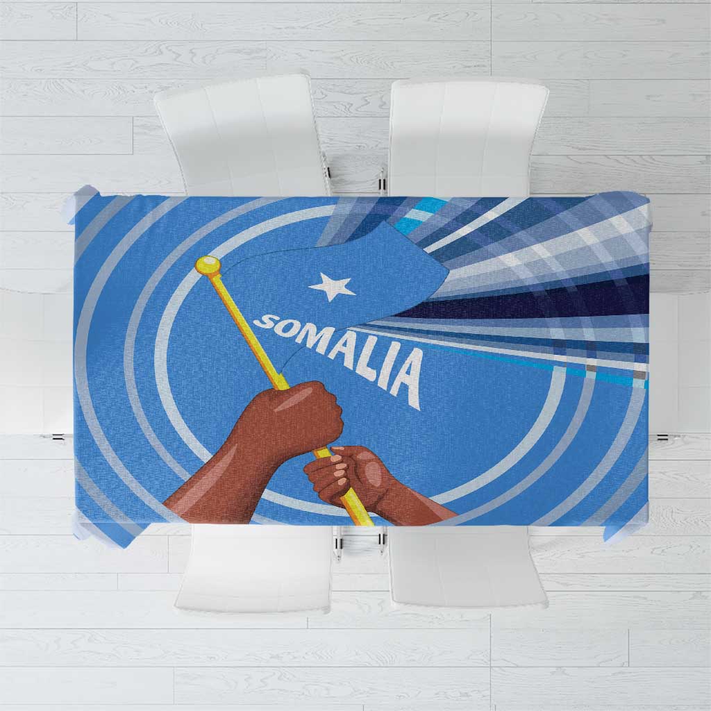 Somalia Tablecloth with Raised Fist Flag Blue Unity Wave Spirit