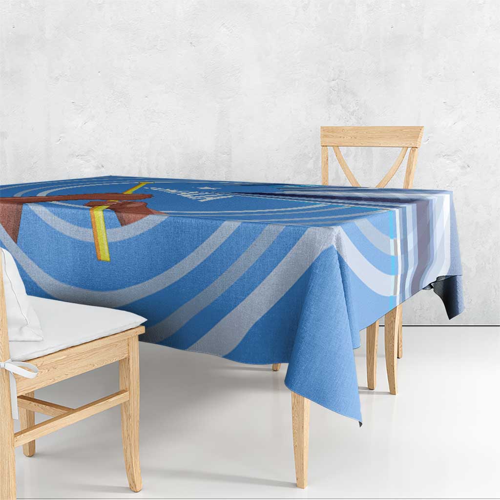 Somalia Tablecloth with Raised Fist Flag Blue Unity Wave Spirit