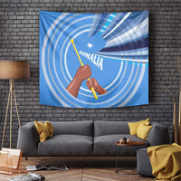 Somalia Tapestry with Raised Fist Flag Blue Unity Wave Spirit