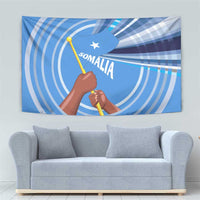Somalia Tapestry with Raised Fist Flag Blue Unity Wave Spirit