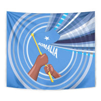 Somalia Tapestry with Raised Fist Flag Blue Unity Wave Spirit