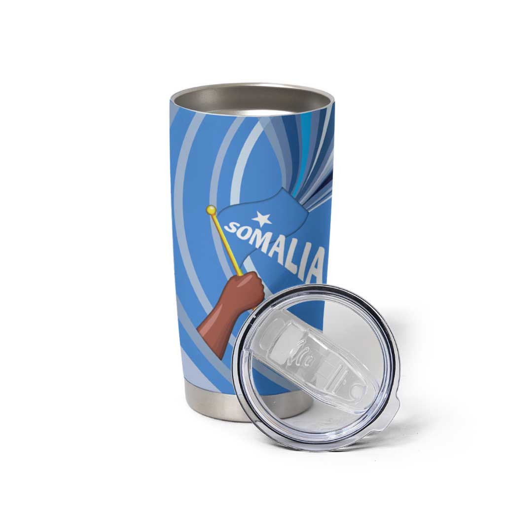 Somalia Tumbler Cup with Raised Fist Flag Blue Unity Wave Spirit