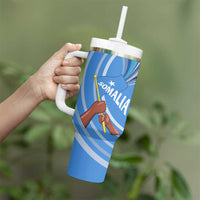 Somalia Tumbler With Handle with Raised Fist Flag Blue Unity Wave Spirit