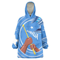 Somalia Wearable Blanket Hoodie with Raised Fist Flag Blue Unity Wave Spirit