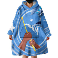 Somalia Wearable Blanket Hoodie with Raised Fist Flag Blue Unity Wave Spirit