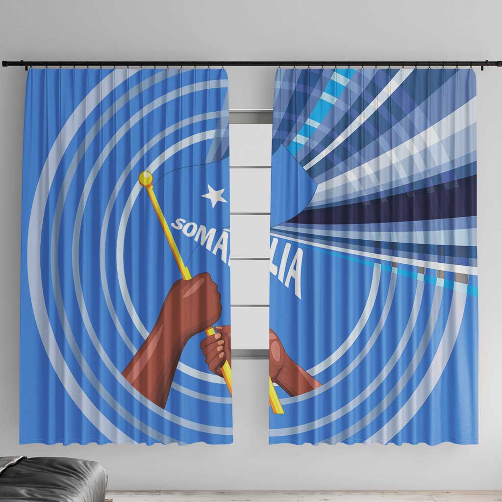 Somalia Window Curtain with Raised Fist Flag Blue Unity Wave Spirit