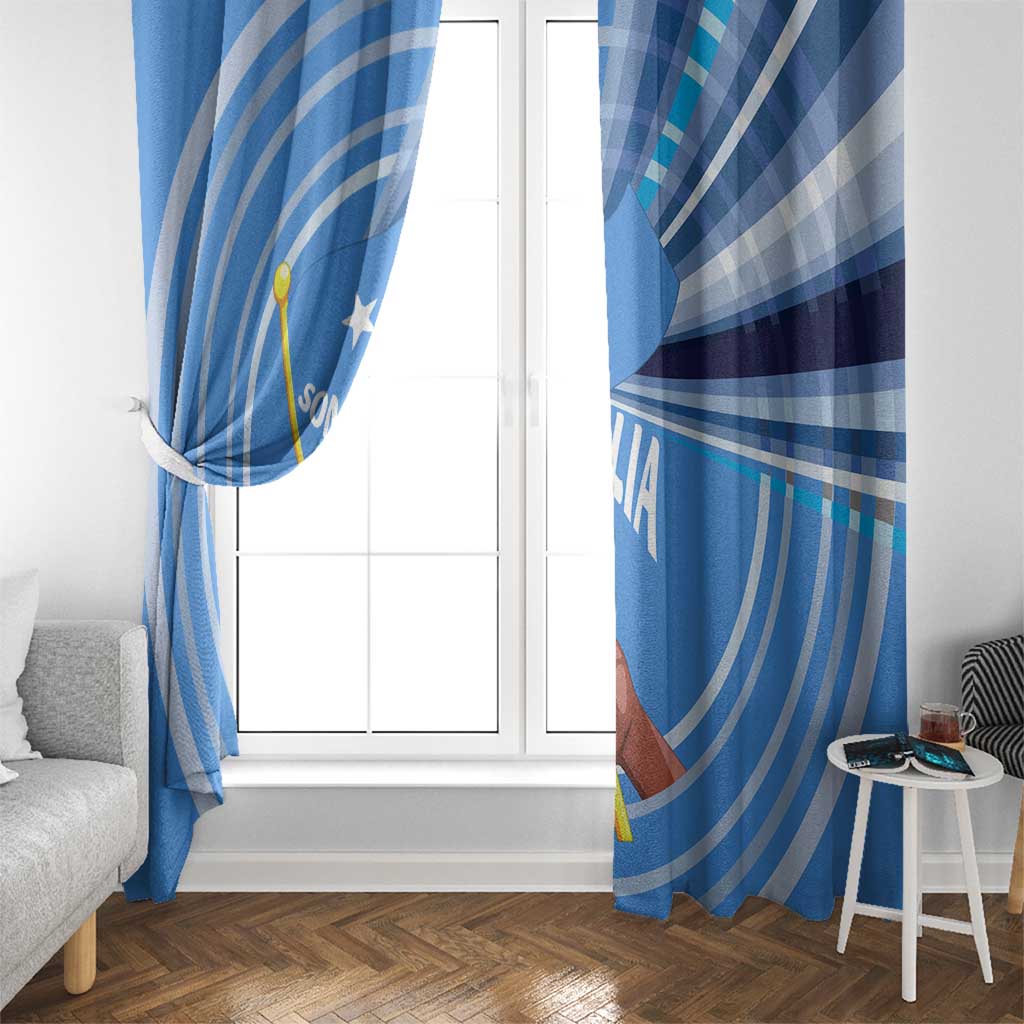 Somalia Window Curtain with Raised Fist Flag Blue Unity Wave Spirit