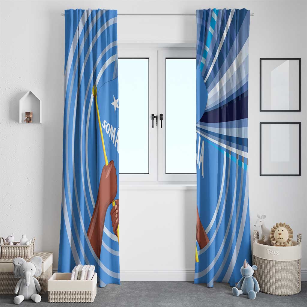 Somalia Window Curtain with Raised Fist Flag Blue Unity Wave Spirit