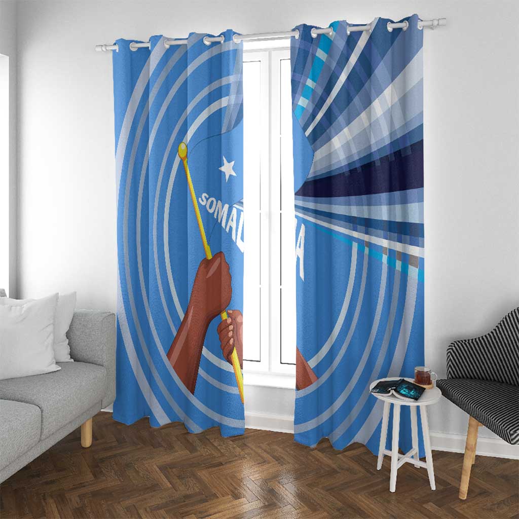 Somalia Window Curtain with Raised Fist Flag Blue Unity Wave Spirit