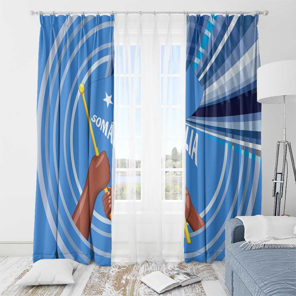 Somalia Window Curtain with Raised Fist Flag Blue Unity Wave Spirit