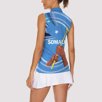 Somalia Women Sleeveless Polo Shirt with Raised Fist Flag Blue Unity Wave Spirit