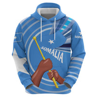 Somalia Zip Hoodie with Raised Fist Flag Blue Unity Wave Spirit