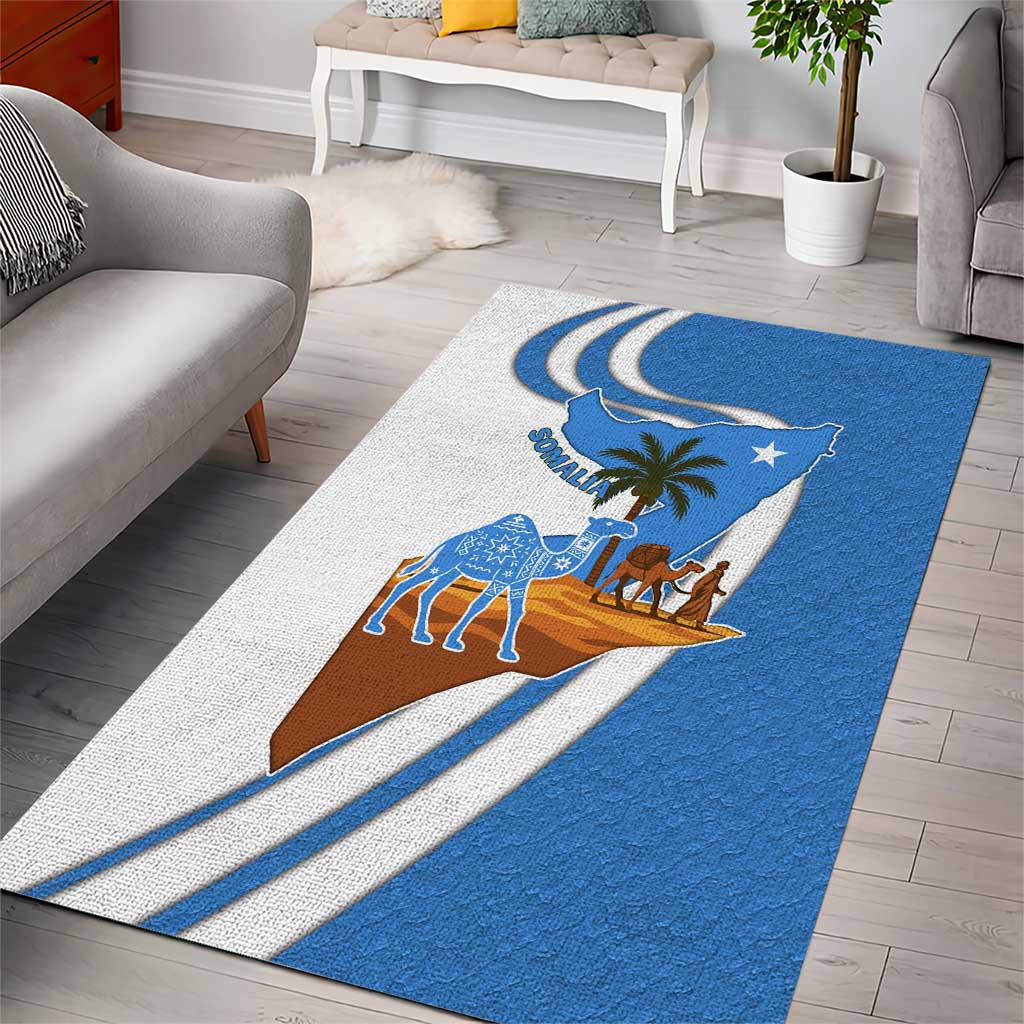 Somalia Area Rug with Camel Desert Map Palm Tree Heritage Spirit