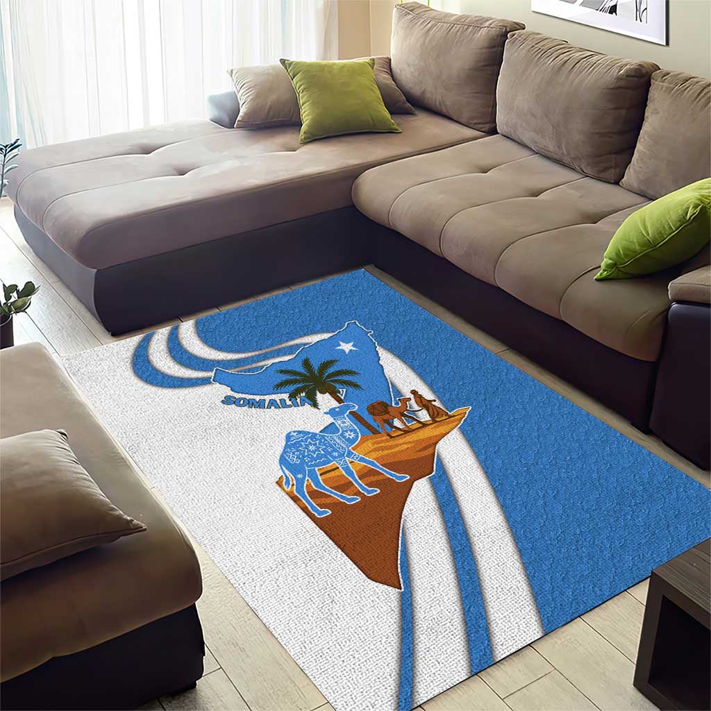 Somalia Area Rug with Camel Desert Map Palm Tree Heritage Spirit