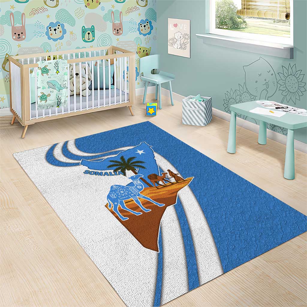 Somalia Area Rug with Camel Desert Map Palm Tree Heritage Spirit