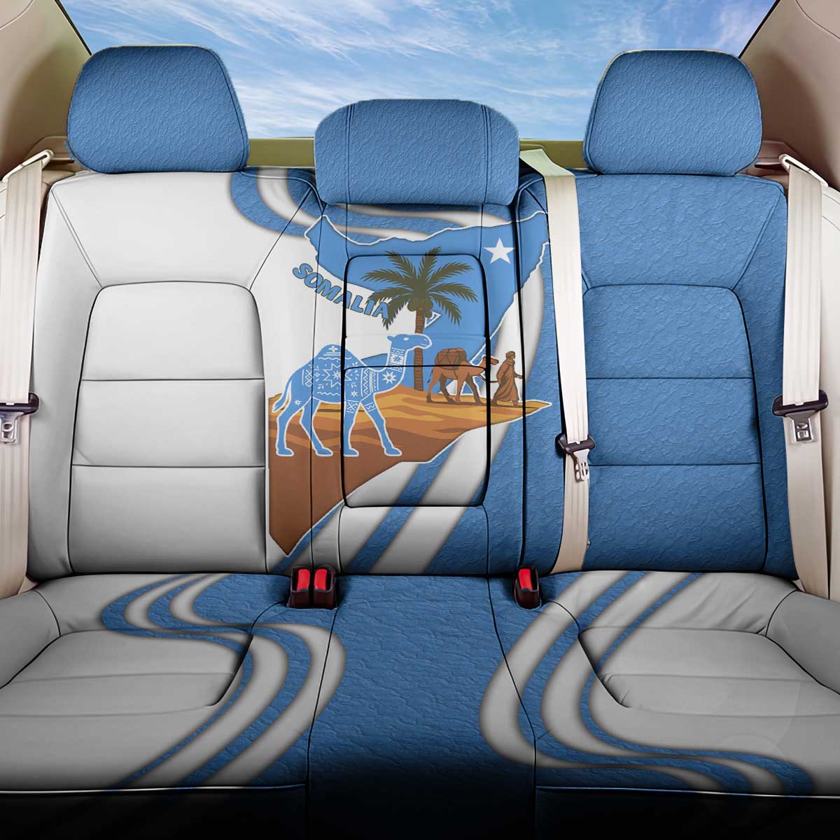 Somalia Back Car Seat Cover with Camel Desert Map Palm Tree Heritage Spirit