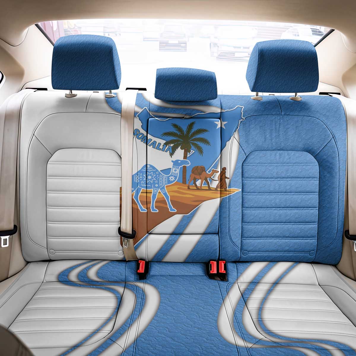 Somalia Back Car Seat Cover with Camel Desert Map Palm Tree Heritage Spirit