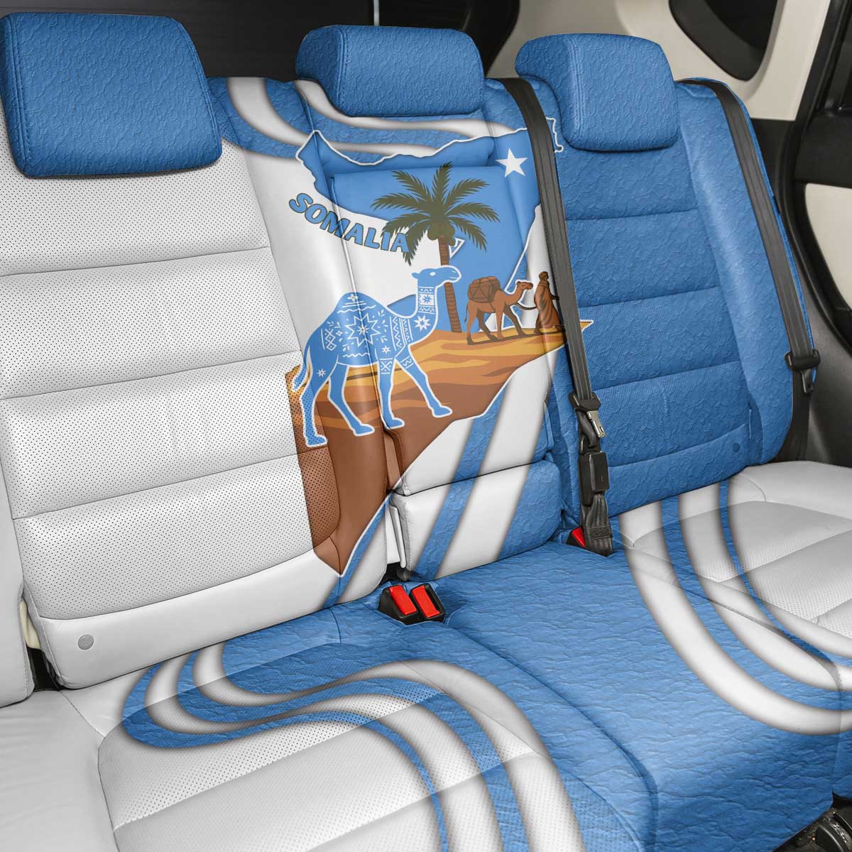 Somalia Back Car Seat Cover with Camel Desert Map Palm Tree Heritage Spirit