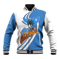 Somalia Baseball Jacket with Camel Desert Map Palm Tree Heritage Spirit