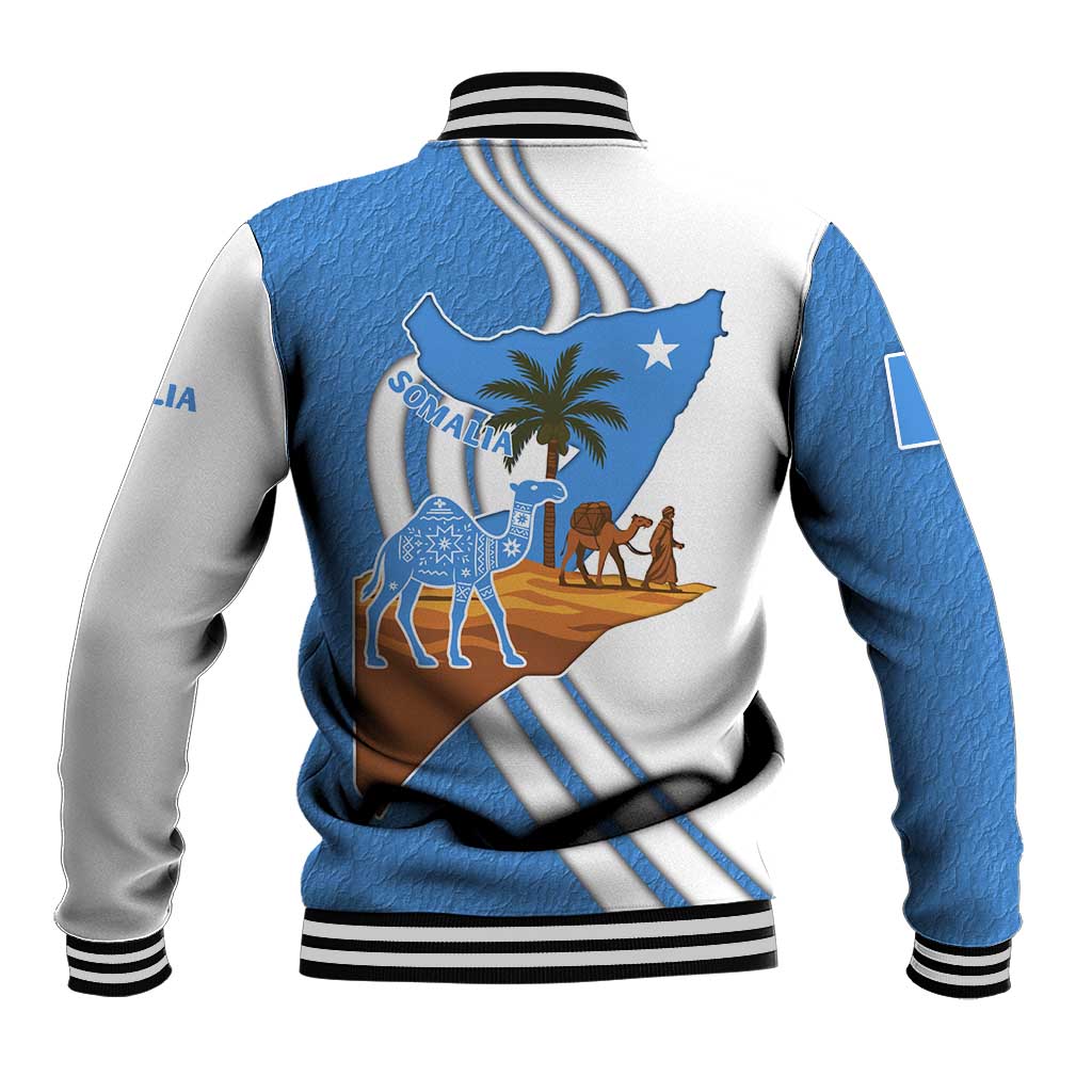 Somalia Baseball Jacket with Camel Desert Map Palm Tree Heritage Spirit