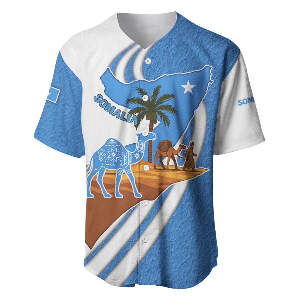 Somalia Baseball Jersey with Camel Desert Map Palm Tree Heritage Spirit
