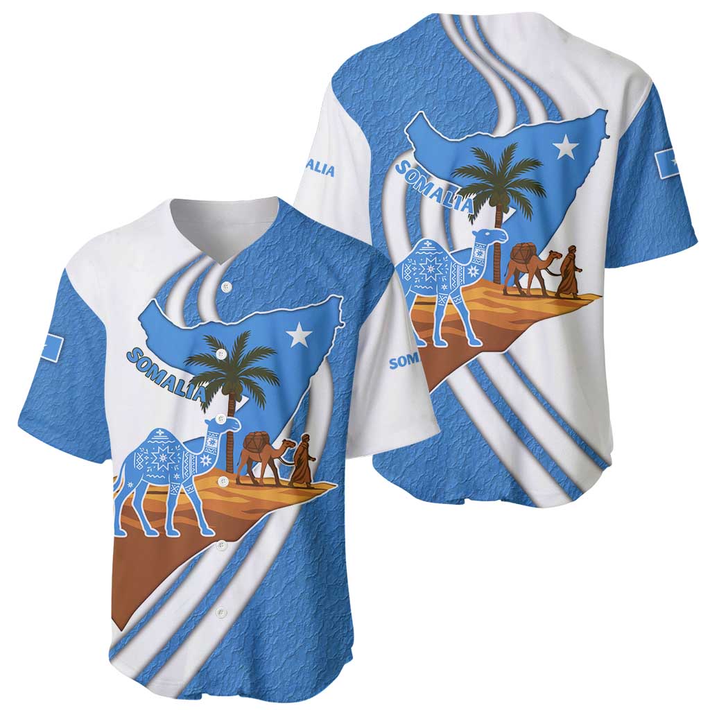 Somalia Baseball Jersey with Camel Desert Map Palm Tree Heritage Spirit